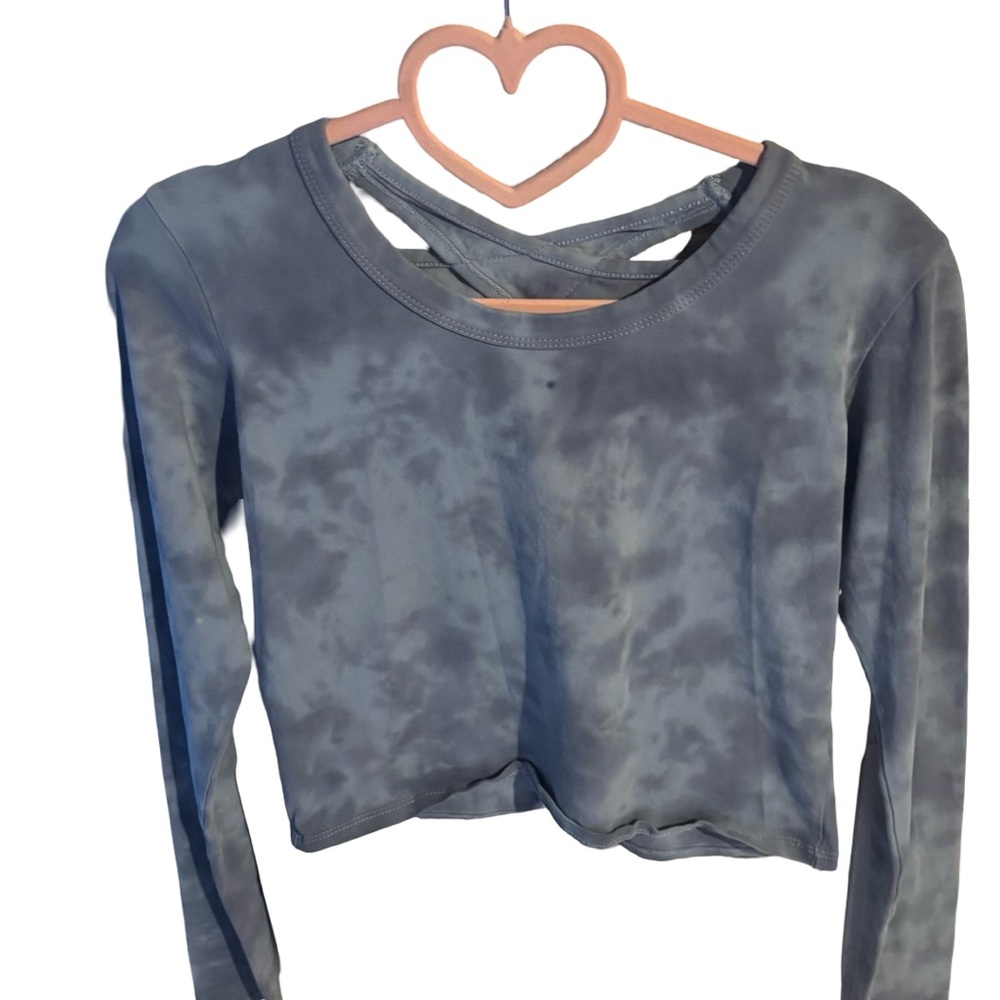 Empyre Blue Tie-Dye Long Sleeve Crop-Top